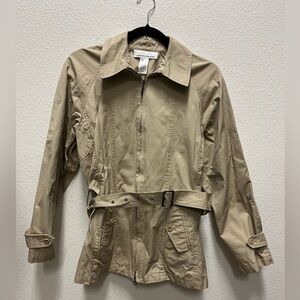 Jones New York Women's Trench Coat Solid Tan Brown Size Small Jacket